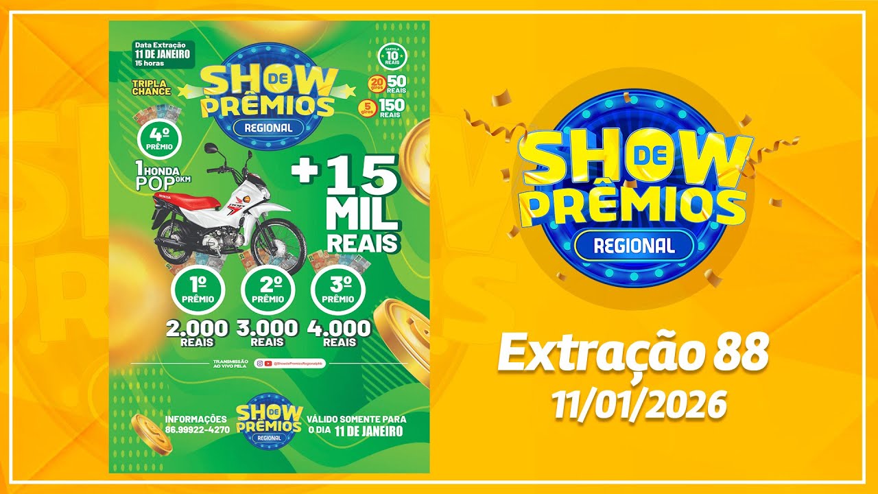 SHOW DE PRÊMIOS REGIONAL EXTRAÇÃO 88  -  11/01/2026