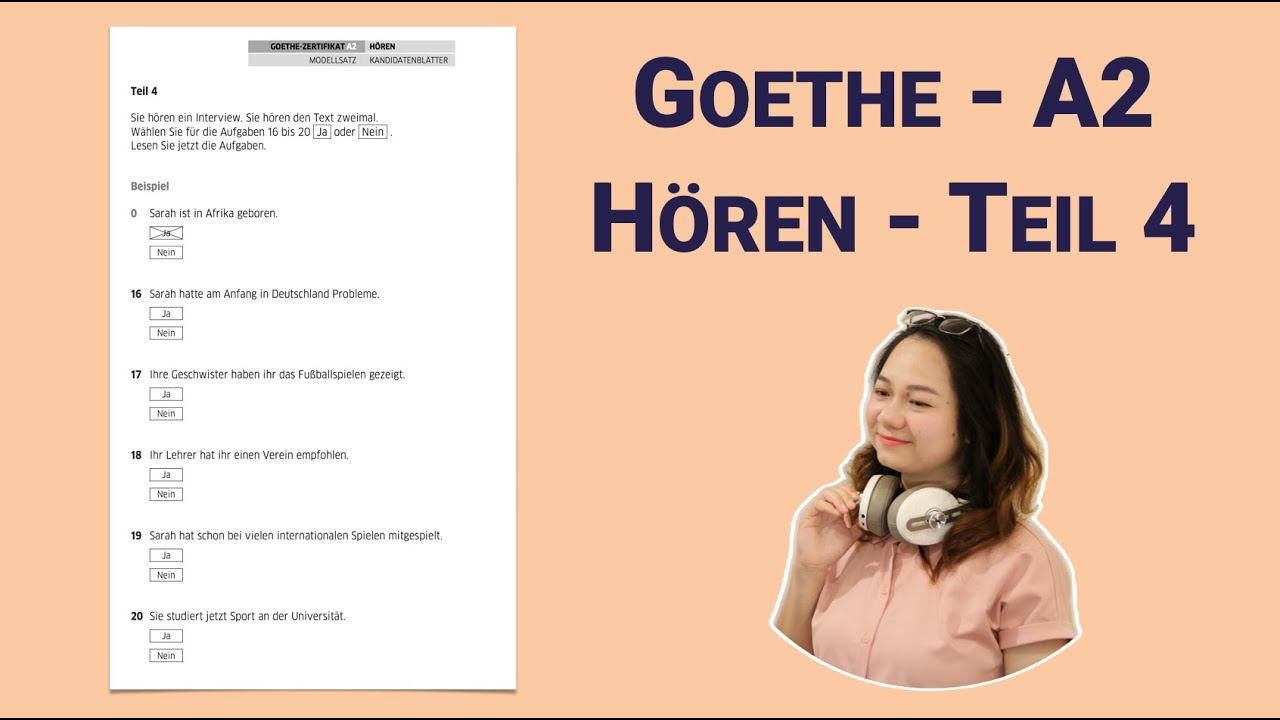 A2 Goethe Hören 4 - Kỹ thuật nghe với từ khoá - Ôn thi B1 tiếng Đức - 30 days’ B1 exam preparation