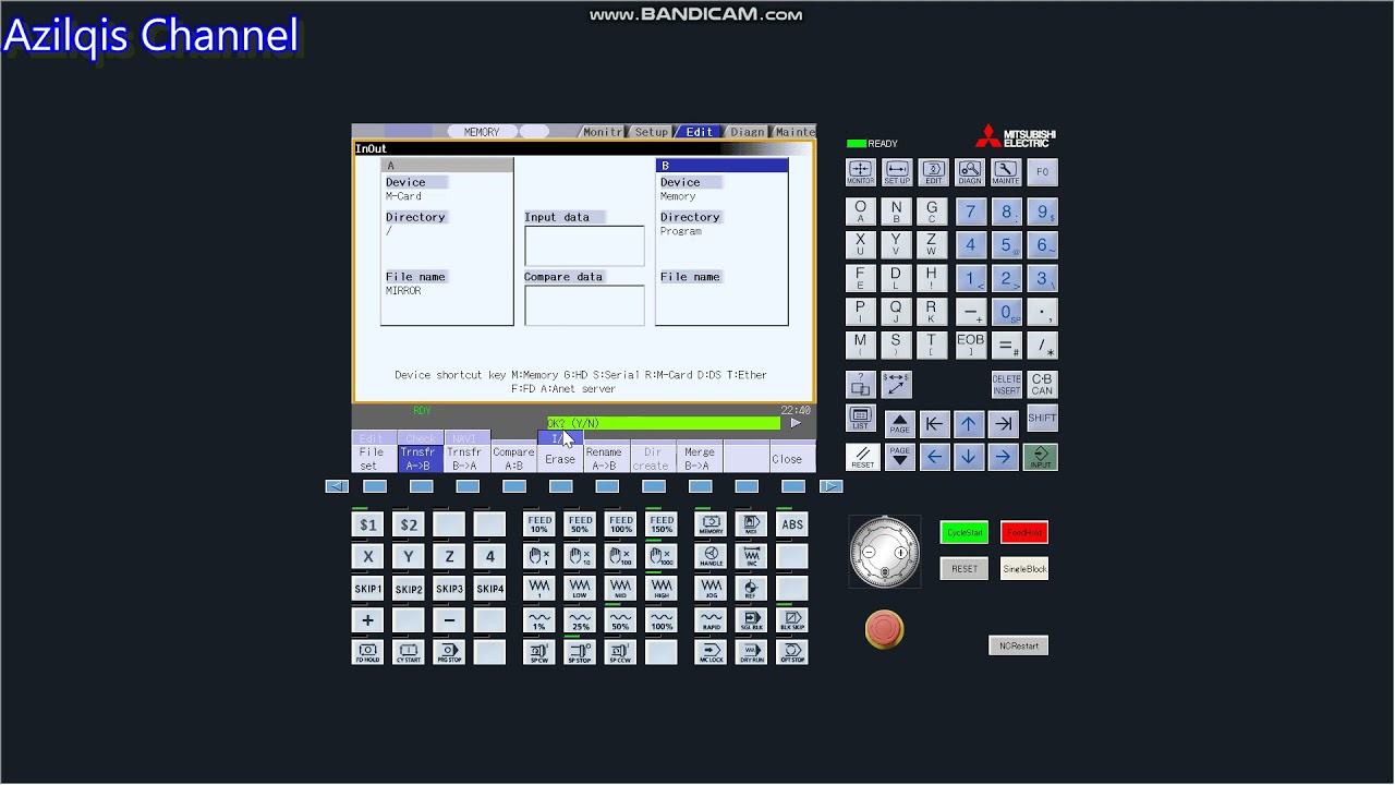cara transfer program dan menghapus program cnc mitsubishi m70