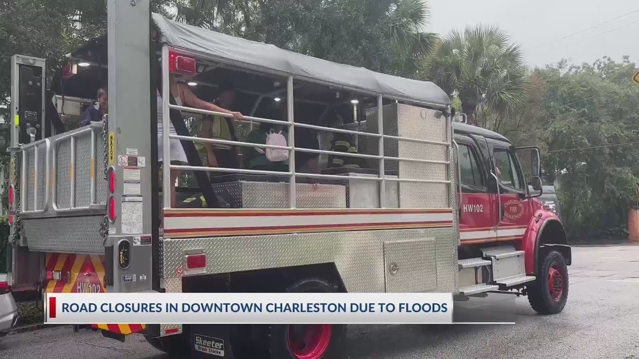 Road closures in downtown Charleston due to flooding
