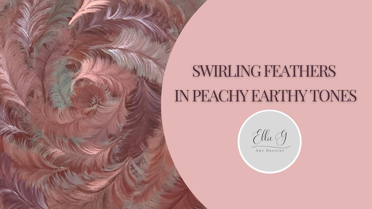Swirling Feathers in warm peach and terracotta colours. Acrylic abstract painting. (Different)