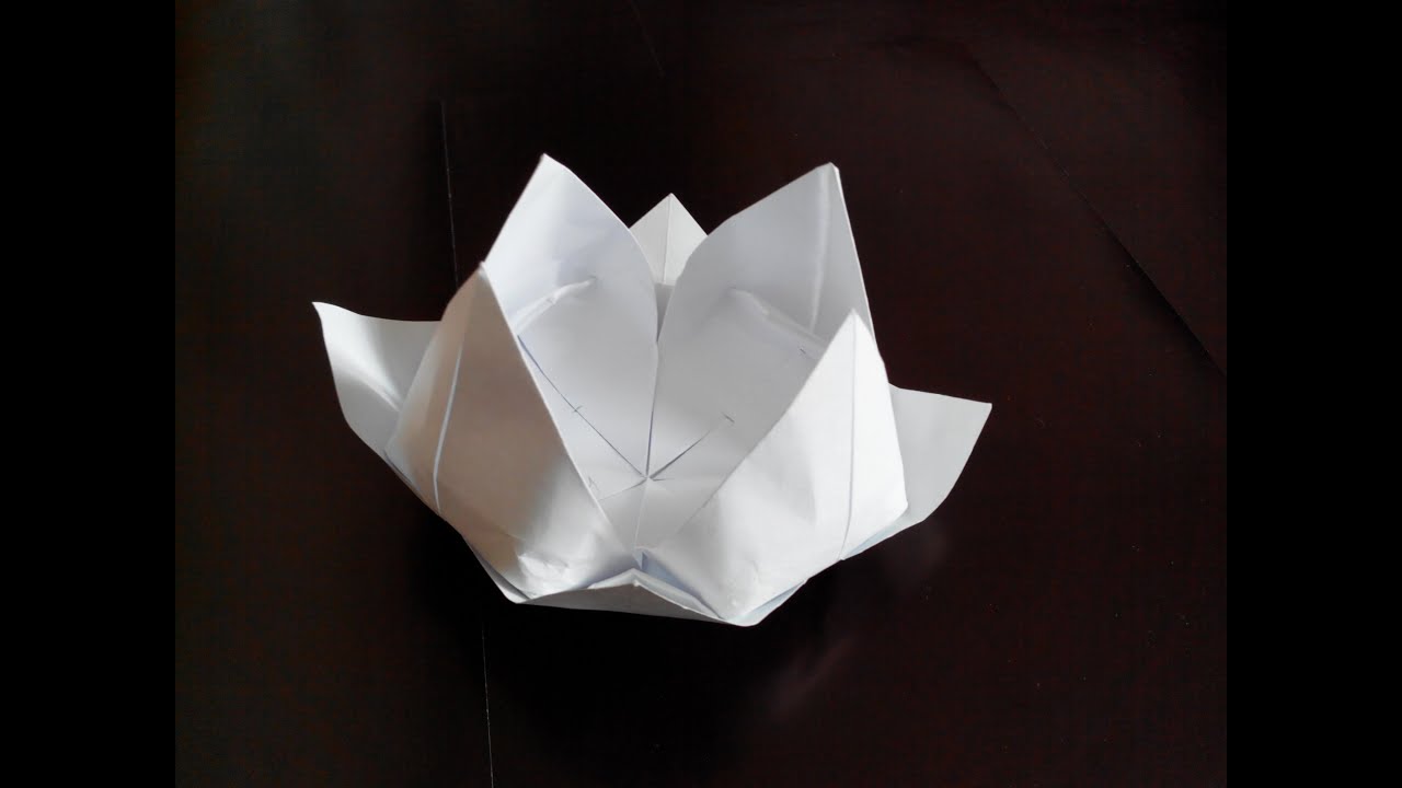 Лилия (кувшинка) оригами, 8 лепестков, Lilia (water lily) origami, 8 petals.