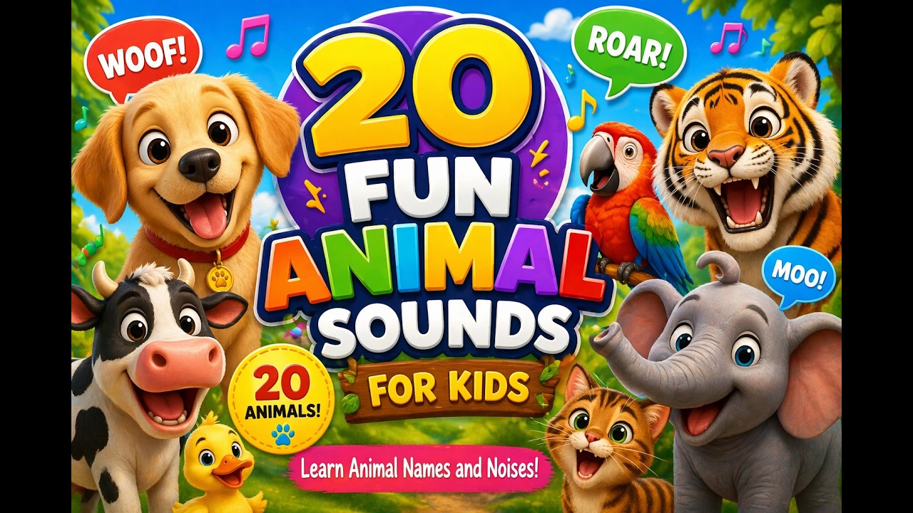20 Fun Animal Sounds for Kids 🐶🐯 Learn Animal Names and Noises!