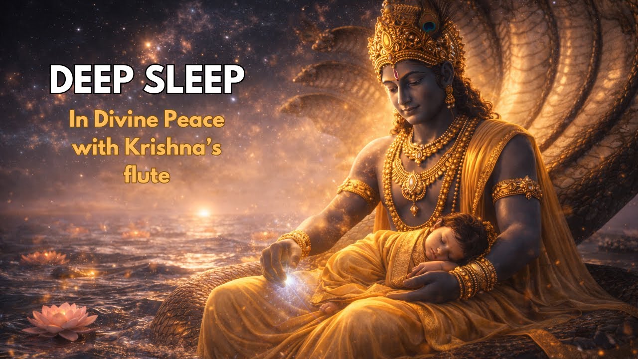 Sleep peacefully like a baby with the presence of Krishna's divine music. 🧘
