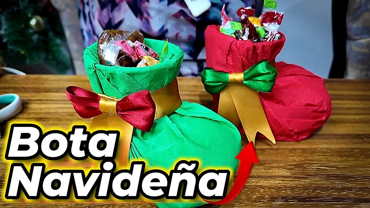 Hermoso Dulcero con MATERIAL RECICLADO 🎅❤️ ▶ Como hacer Dulcero de Bota Navideña