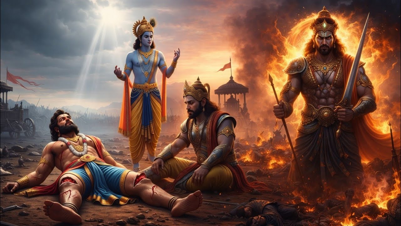 कृष्ण का बड़ा खुलासा: दुर्योधन की सबसे बड़ी भूल!युद्ध के बाद कृष्ण का खुलासा… सुनकर दुर्योधन टूट गया