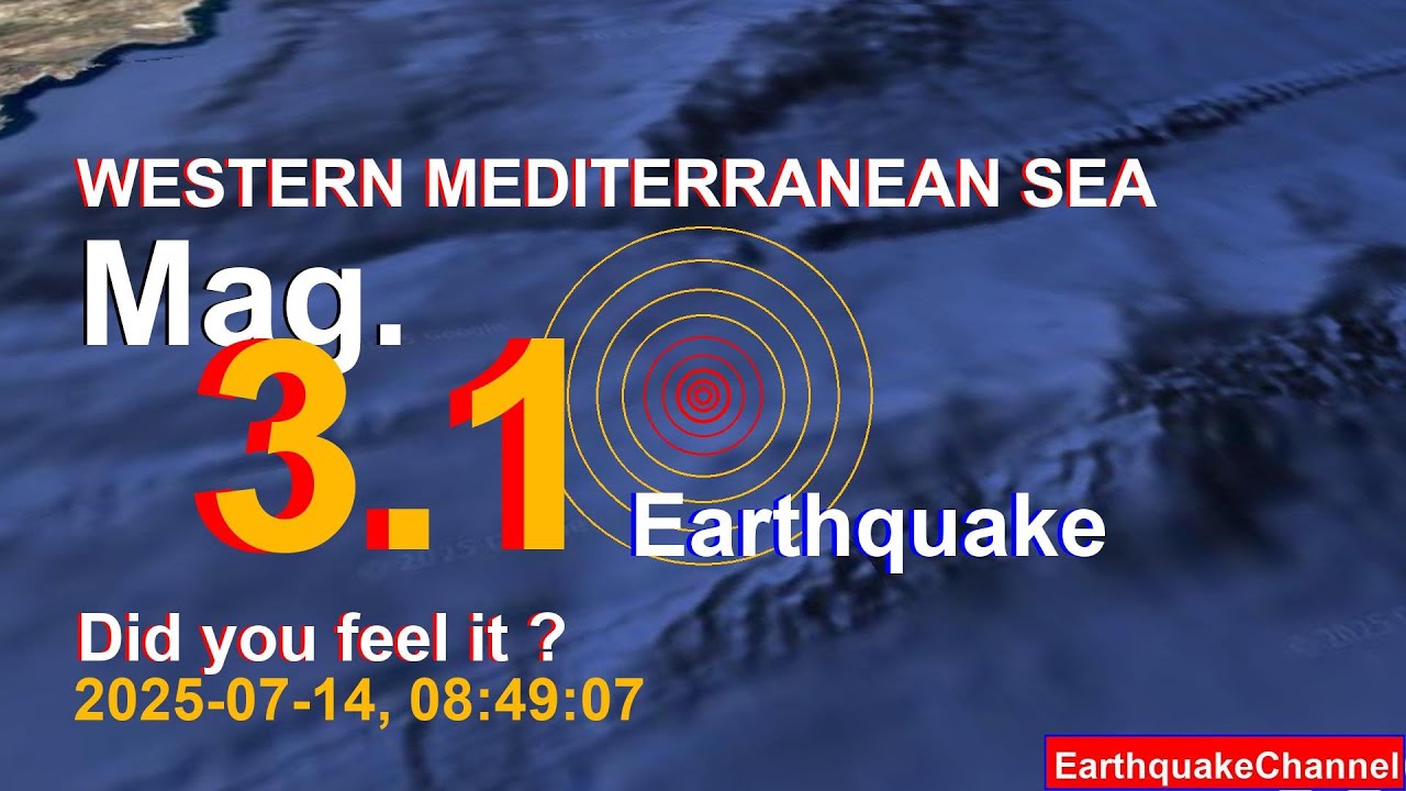 western mediterranean sea Earthquake today now 2025-07-14, at 08:49:07