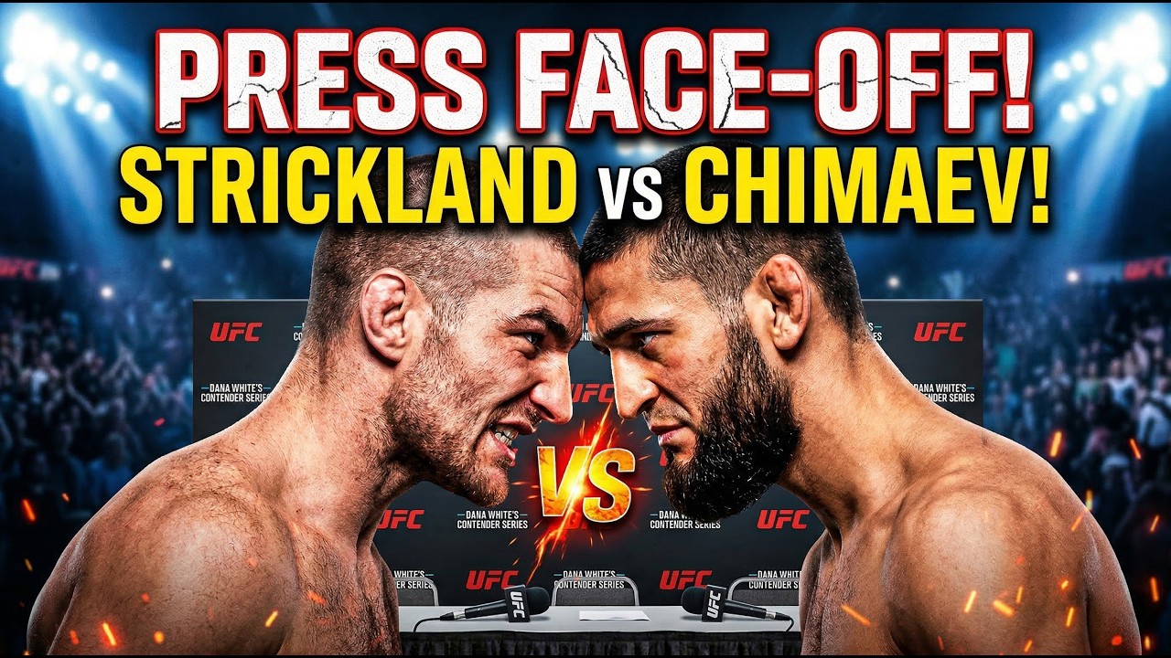 Shocking Moment: Sean Strickland vs. Khamzat Chimaev UFC Press Conference Face-off!