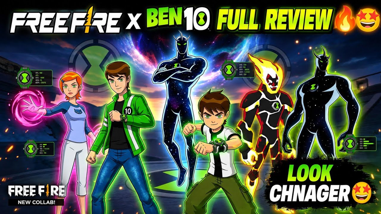 Free Fire x Ben10 Full Review🔥🤩 | ff x ben10 | free fire x ben 10 Collab | ob55 new ben10 collab