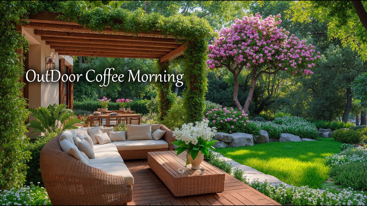 Outdoor Morning Coffee in a Green Garden 🌿 Relaxing Smooth Jazz for Productive Work & Study Time