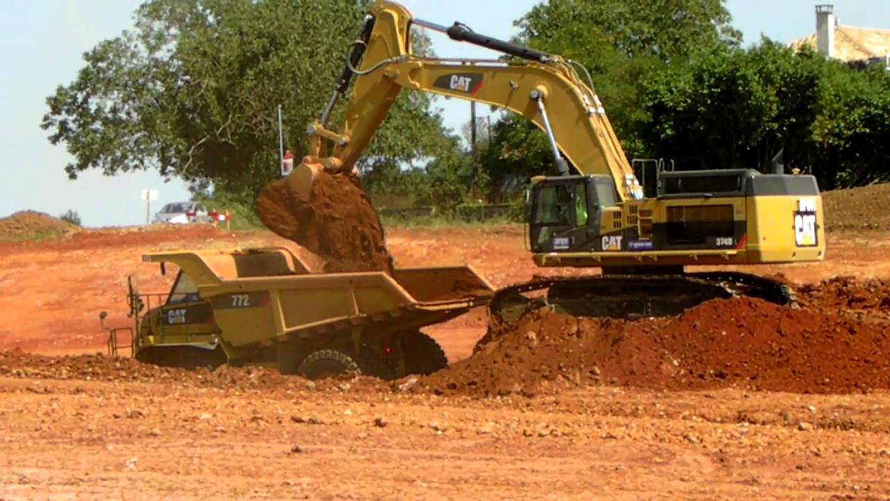 CAT 374DL and CAT 769 and 772 from razel bec on TGV SEA railway construction