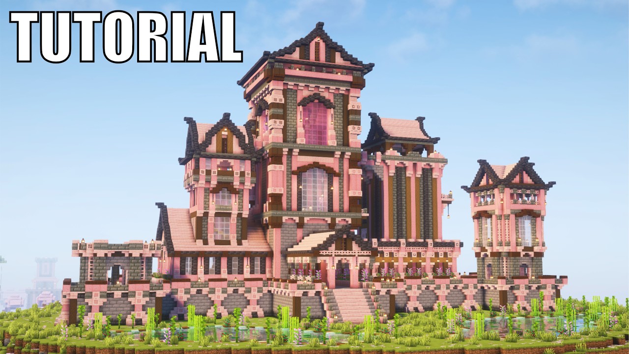 How to build Cherry Blossom Castle: Minecraft Tutorial