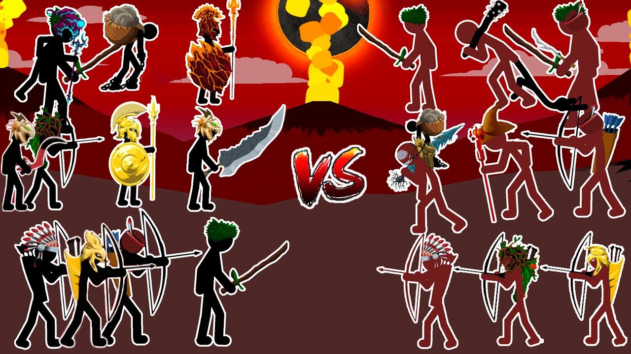 1 Vs 1 Black Units Vs Red Units | Giant Voltaic, Kytchu, Zombie Leader.../ Stick War Legacy
