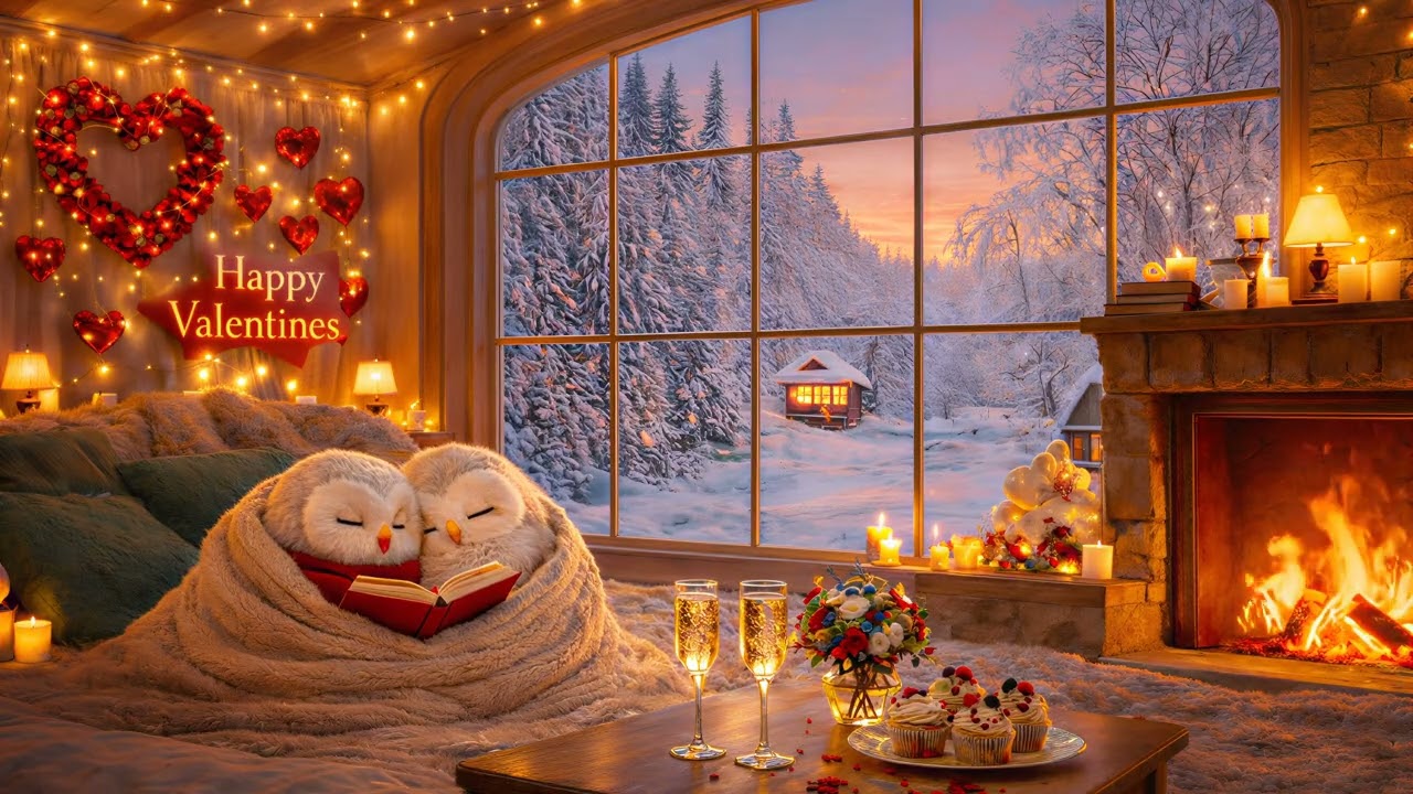 Valentine's Evening by the Fireplace 💕 Soft Piano to Help You Relax & Drift Off