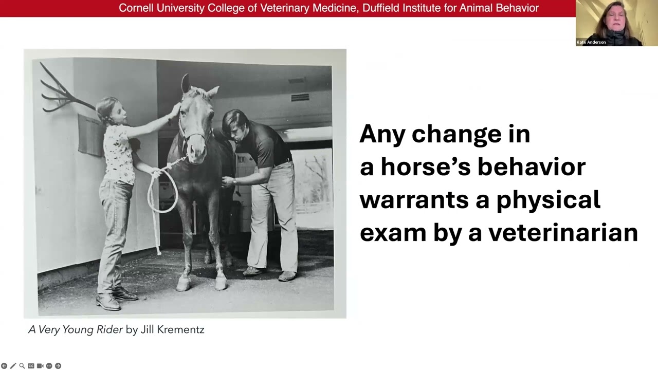 Behavior Medication Considerations for Horses Cornell Equine Seminar, February 2025)
