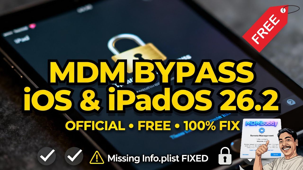MDM BYPASS iOS & iPadOS 26.2 OFFICIAL | FREE 100% FIX Missing Info.plist | WINDOWS OS USER