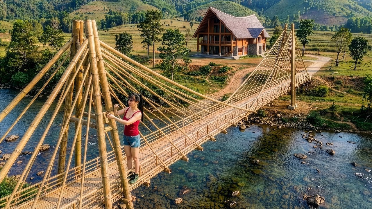 Talented Girl Revives 1,000-Year-Old Techniques to Build a House and a Bamboo Bridge