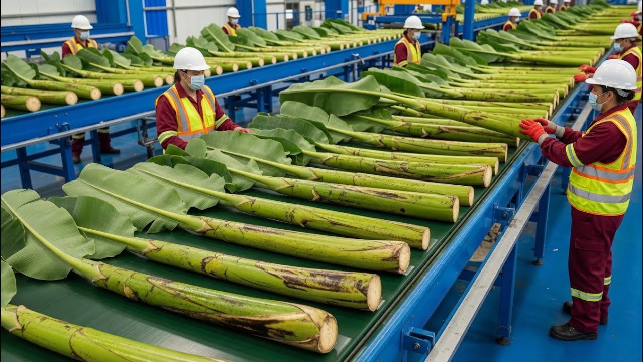 Inside a High-Tech Banana Fiber Factory – Turning Banana Stems Into Strong Natural Yarn