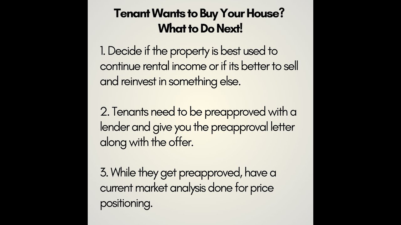 Tenant Wants to Buy Your House? What to Do Next!