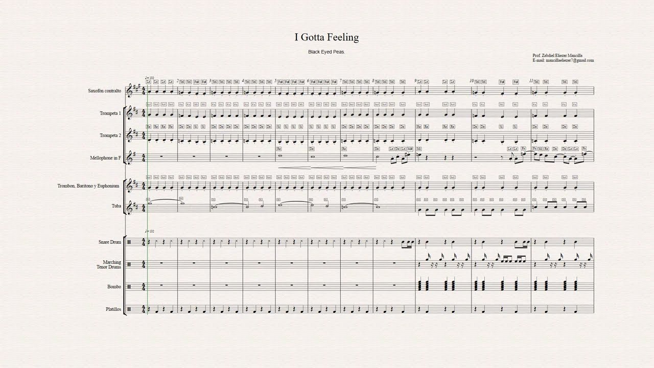 I Gotta Feeling – версия для марширующего оркестра | Полная аранжировка + партитура