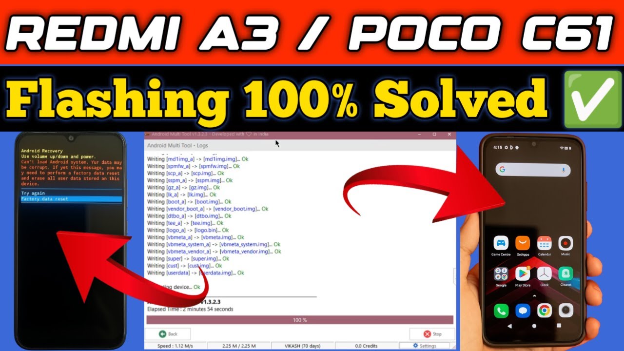 Redmi A3 & POCO C61 Auto Recovery Fix | Hang on Logo Dead Fix Hard Brick Solution 100% Working File