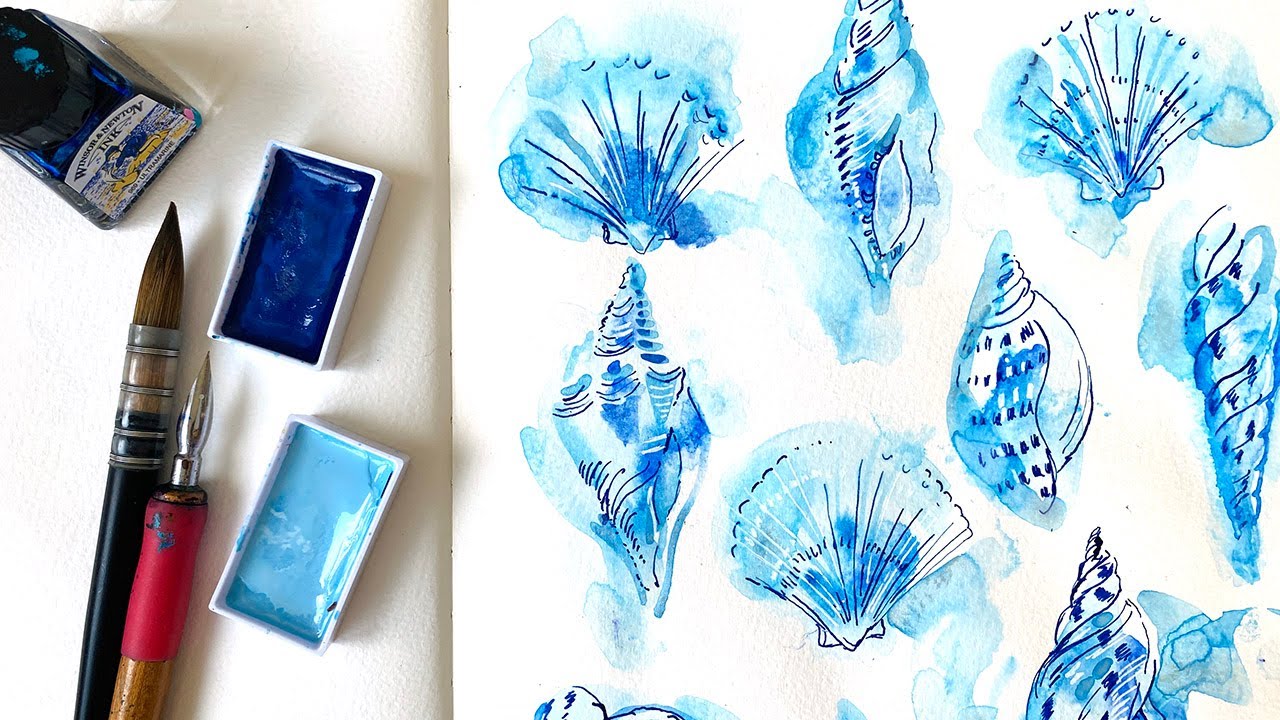 Loosen Up Your Watercolors: Easy Sea Shells with Ink Details
