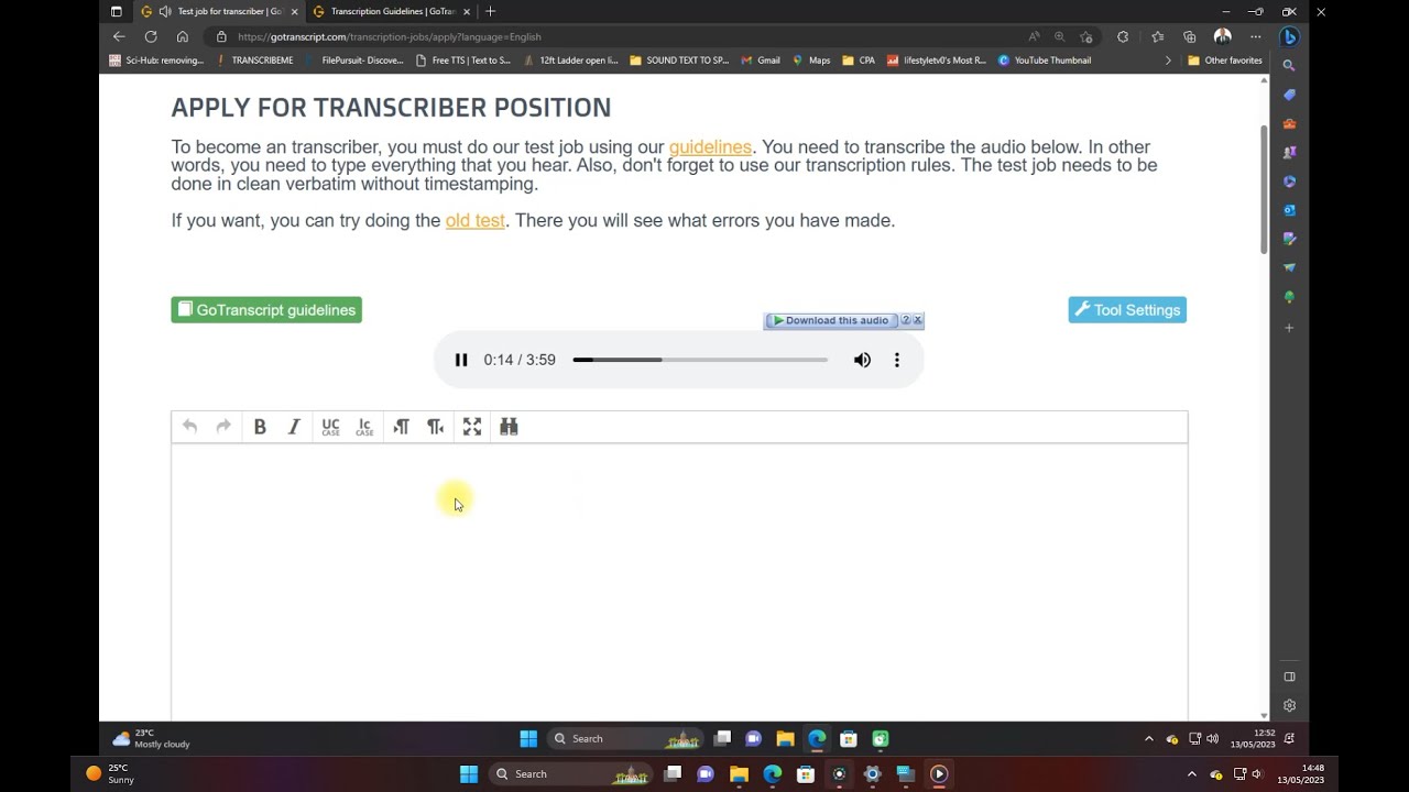 GoTranscript Test answers 13 May 2023