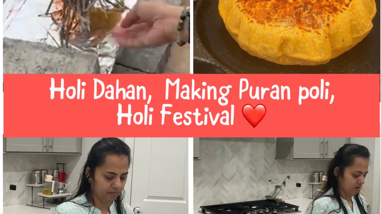 America 🇺🇸 madhe ghari kela Holi Dahan puja 🙏🏻,  mast yummy Puran poli 😋