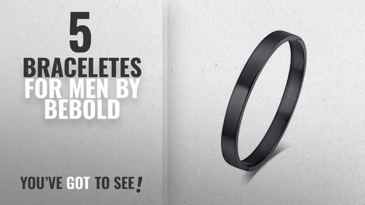 Top 10 Bebold Braceletes For Men [2018]: BeBold Fashion Black Stainless Steel Black Plated Bracelet