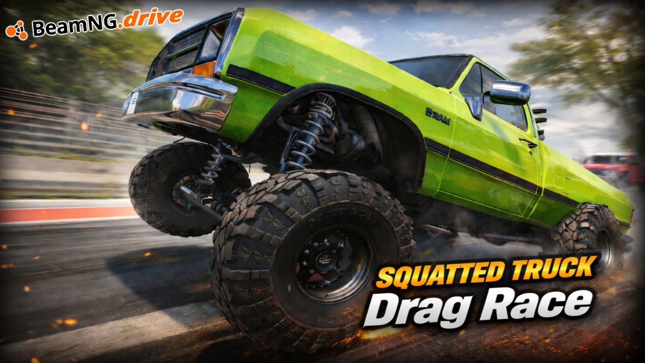 INSANE SQUATTED TRUCK DRAG RACE!! - BEAMNG.DRIVE MP