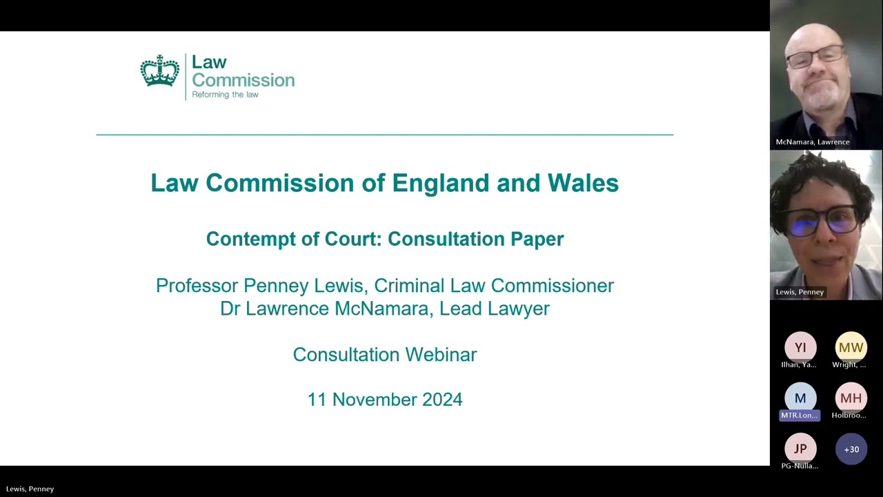 Contempt of Court Law Commission consultation webinar recording - 11 Nov 2024