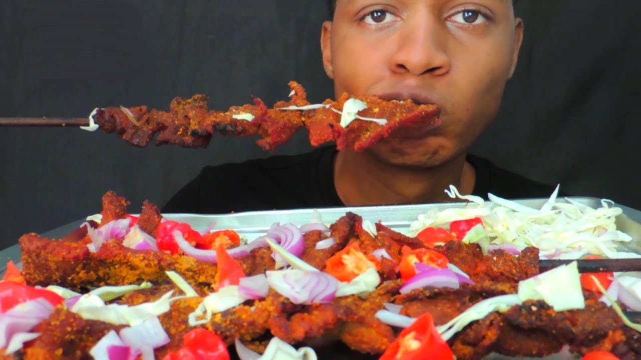 ASMR AFRICAN EATING NIGERIAN SUYA\ BEEF JERKY (No talking) eating sounds|food Monger