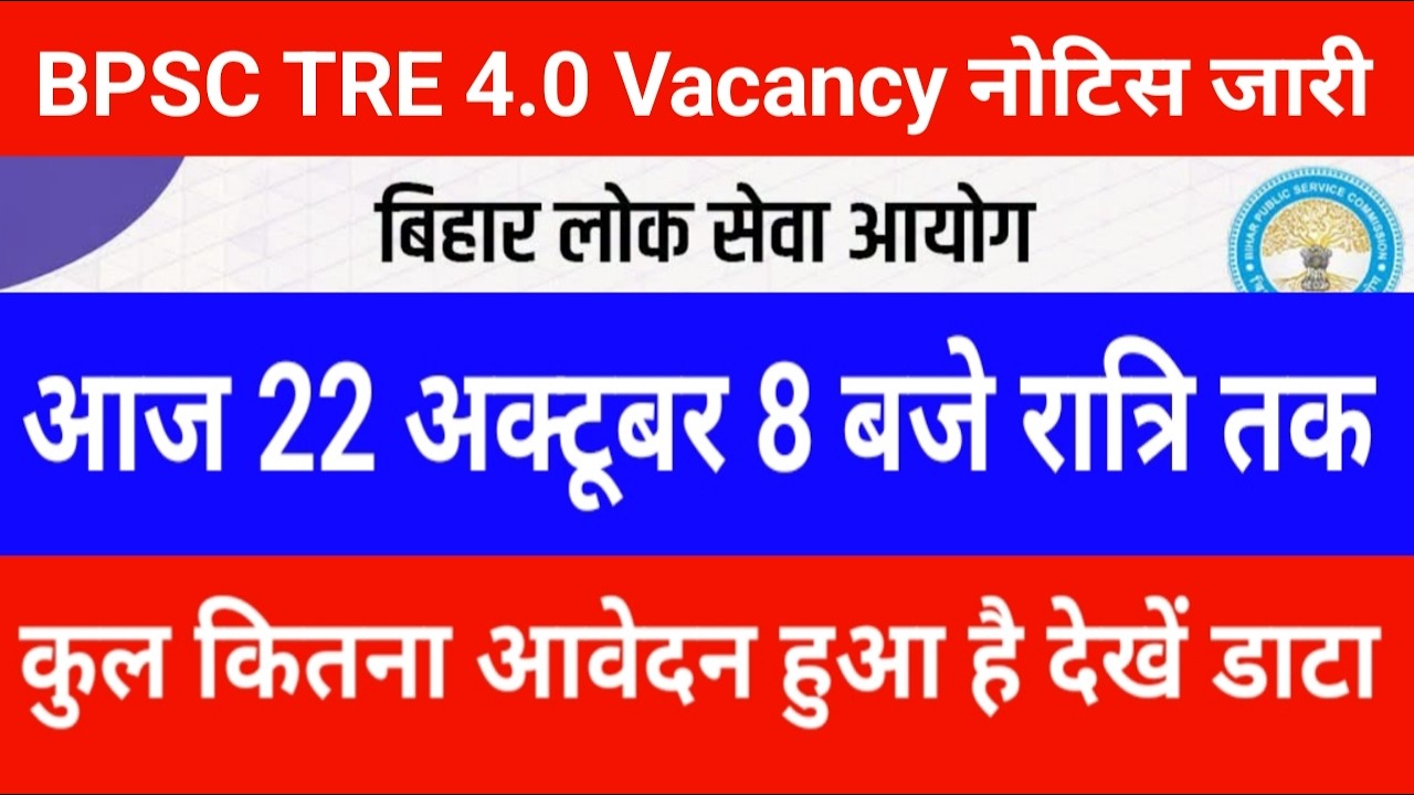 BPSC TRE 4.0 Vacancy Notice Released | Check Total Application Data as of 8 PM, October 22