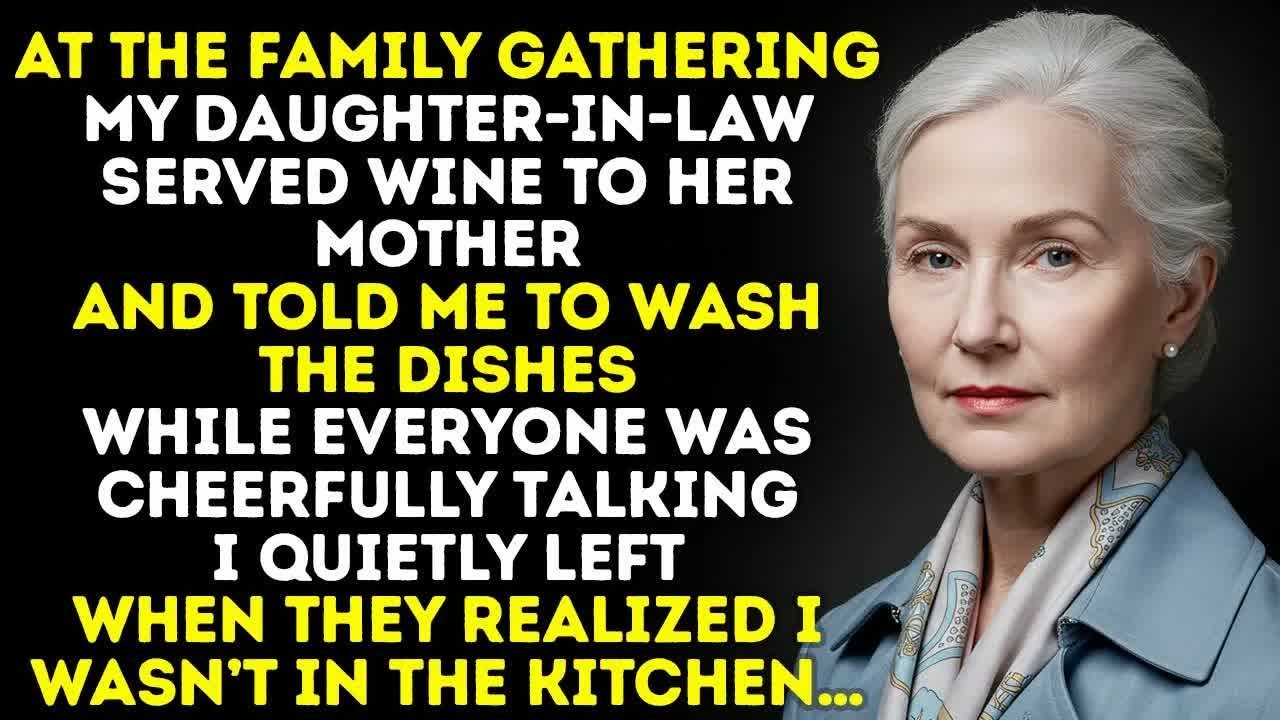 My Daughter in Law Poured Wine for Her Mother and Told Me to Wash the Dishes — So I Quietly Left