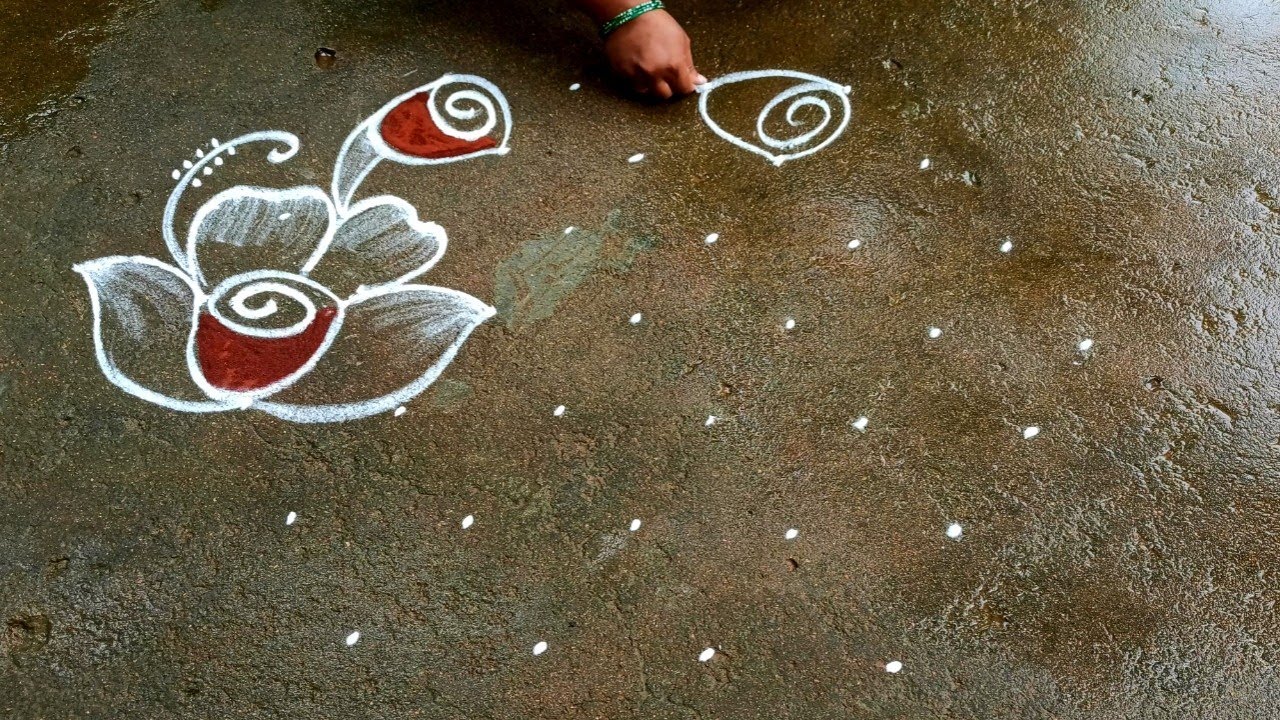 New year 2022 flowers kolam| pongal kolam|7*4 dots margazhi madham kolam|Beautiful rangoli