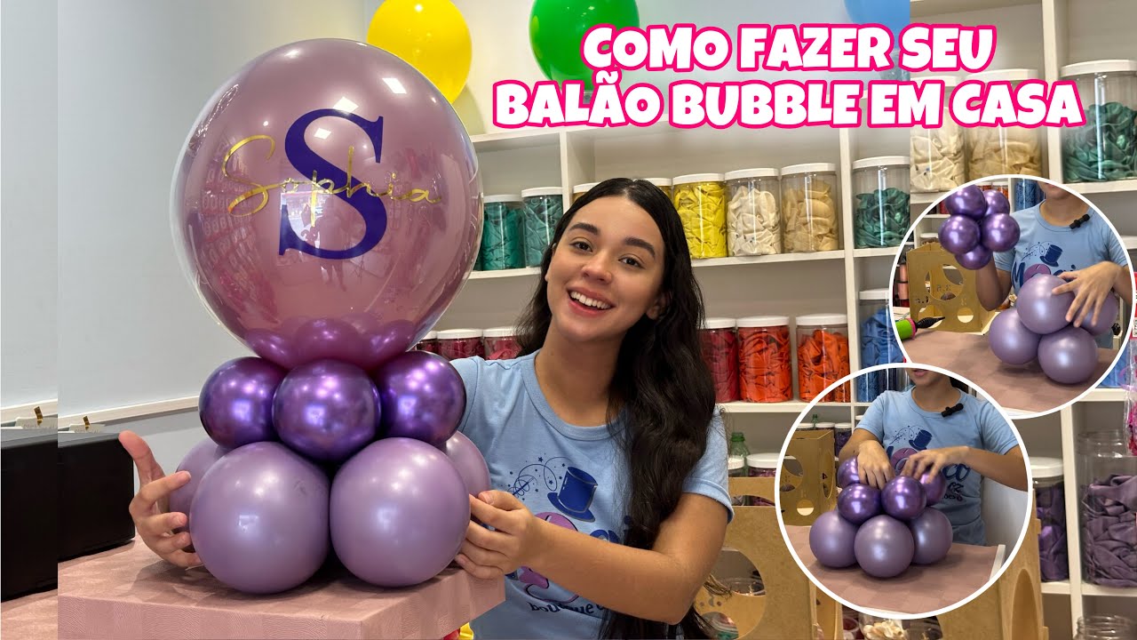 ARRANJO DE BALÃO BUBBLE A VÁCUO NOVA TÉCNICA | como fazer seu arranjo de balão em casa passo a passo