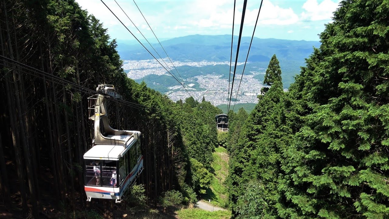 【4K前面展望】叡山ロープウェイ　ロープ比叡〜比叡山頂　往復