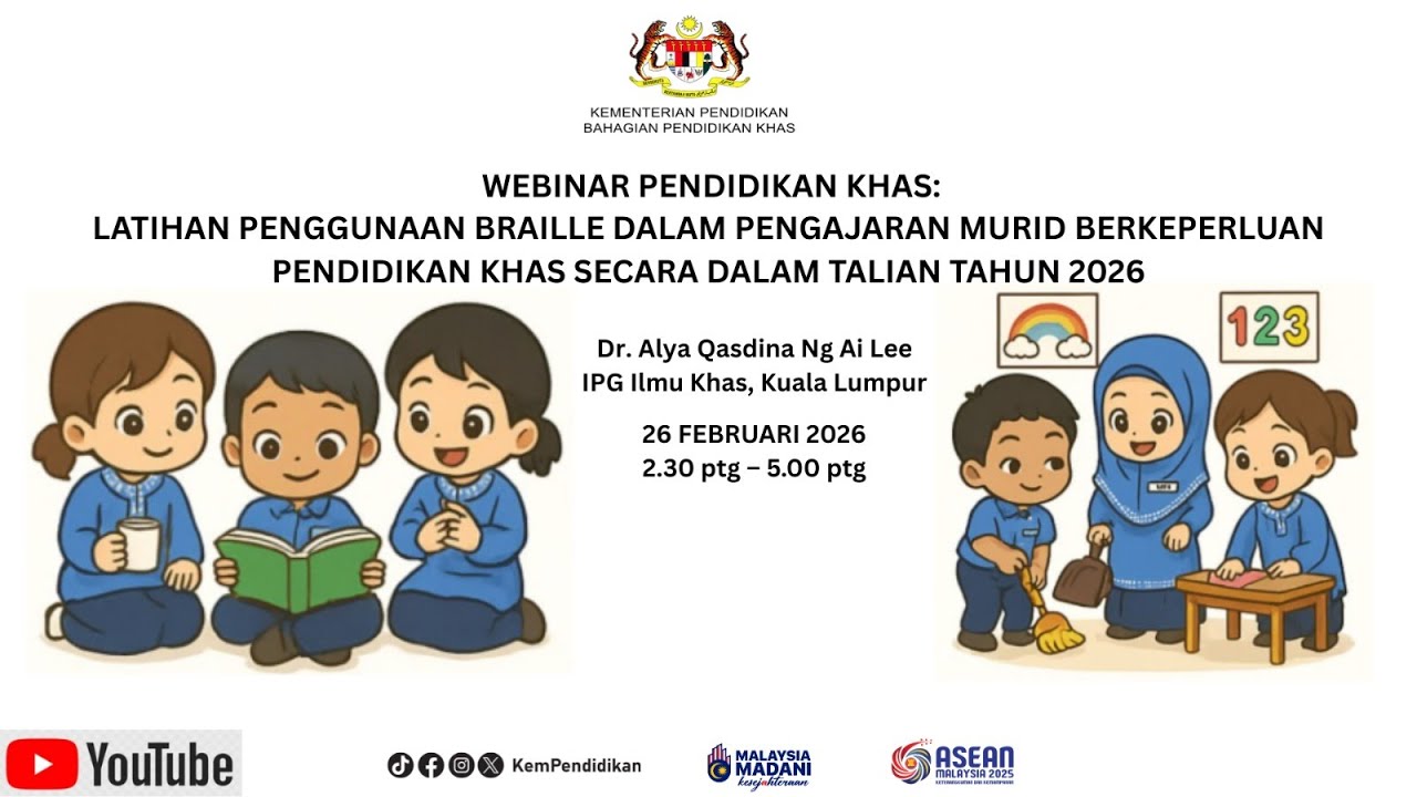 PENGGUNAAAN BRAILLE DALAM PENGAJARAN MURID BERKEPERLUAN PENDIDIKAN KHAS SECARA DALAM TALIAN