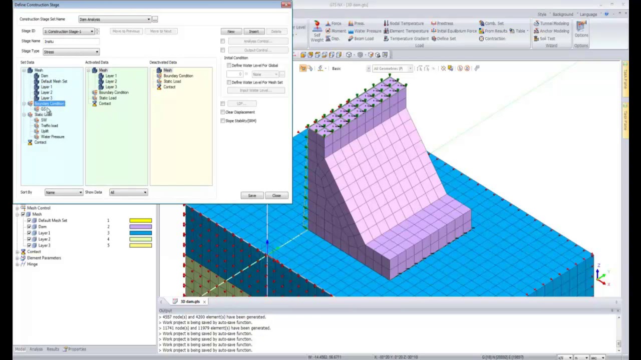 Dam analysis using GTS NX
