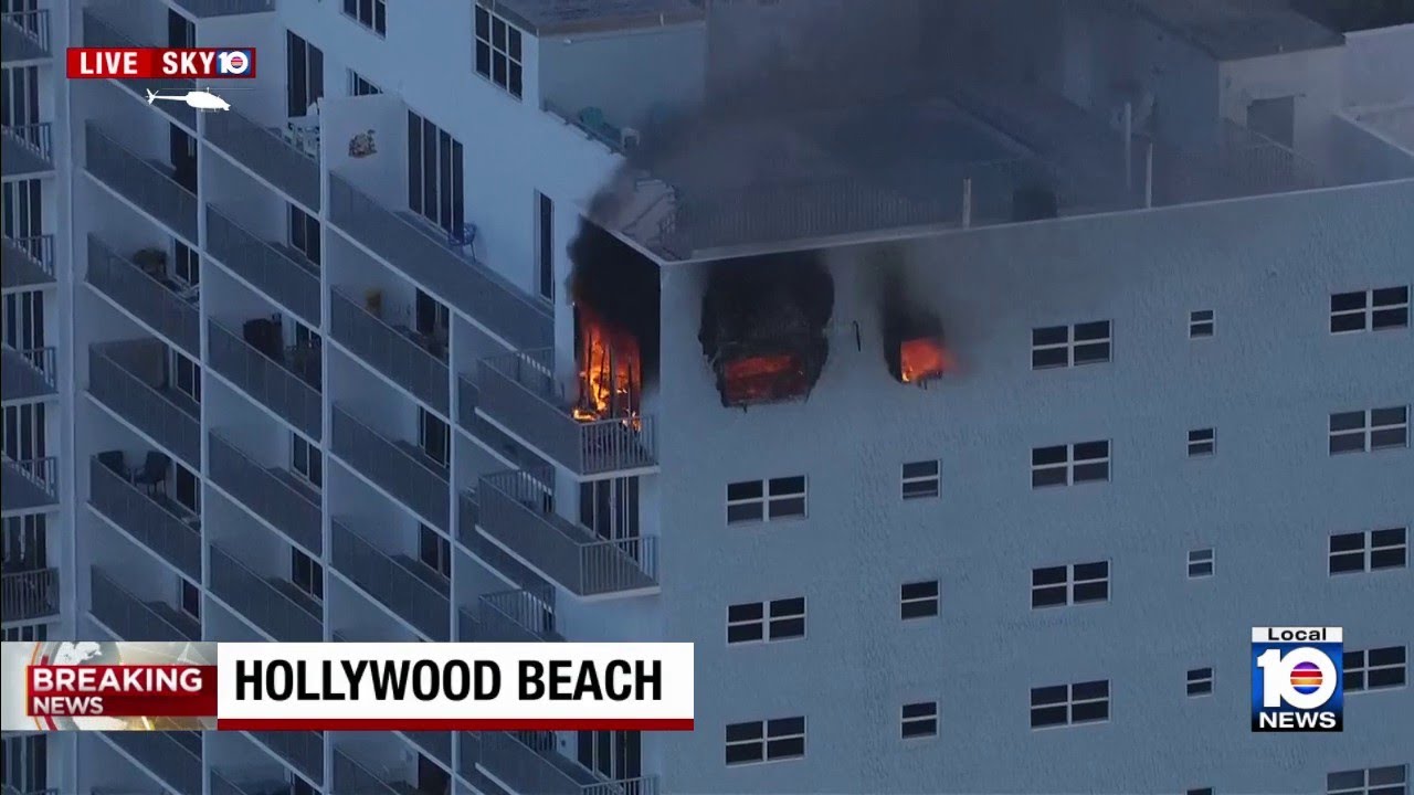 Firefighters rush to battle blaze inside Hollywood high-rise