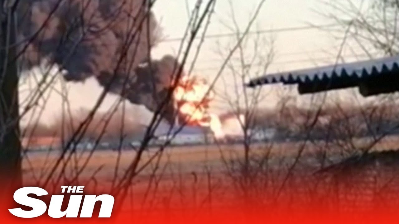 Kursk airfield in Russia goes up in flames after alleged 'drone attack'