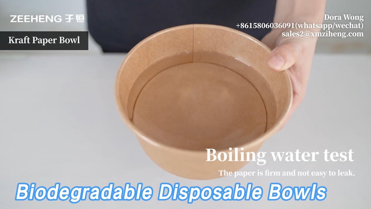 Soup Biodegradable Disposable Bowls Kraft Paper Takeaway No Leakage
