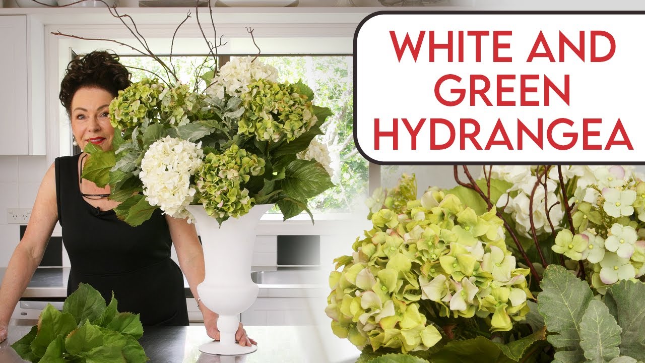 A Simple White and Green Hydrangea Floral Design