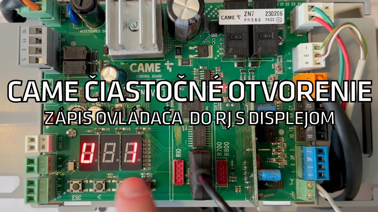 CAME z&aacute;pis ovl&aacute;dača pre čiastočn&eacute; otvorenie br&aacute;ny