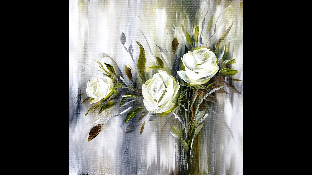 Easy Painting / White Roses / Acrylics / Einfach Malen / Weisse Rosen / Acrylfarben / V406