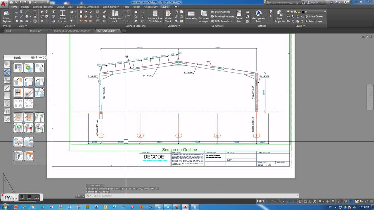 Creating Drawings at Grids With Autodesk Advance Steel