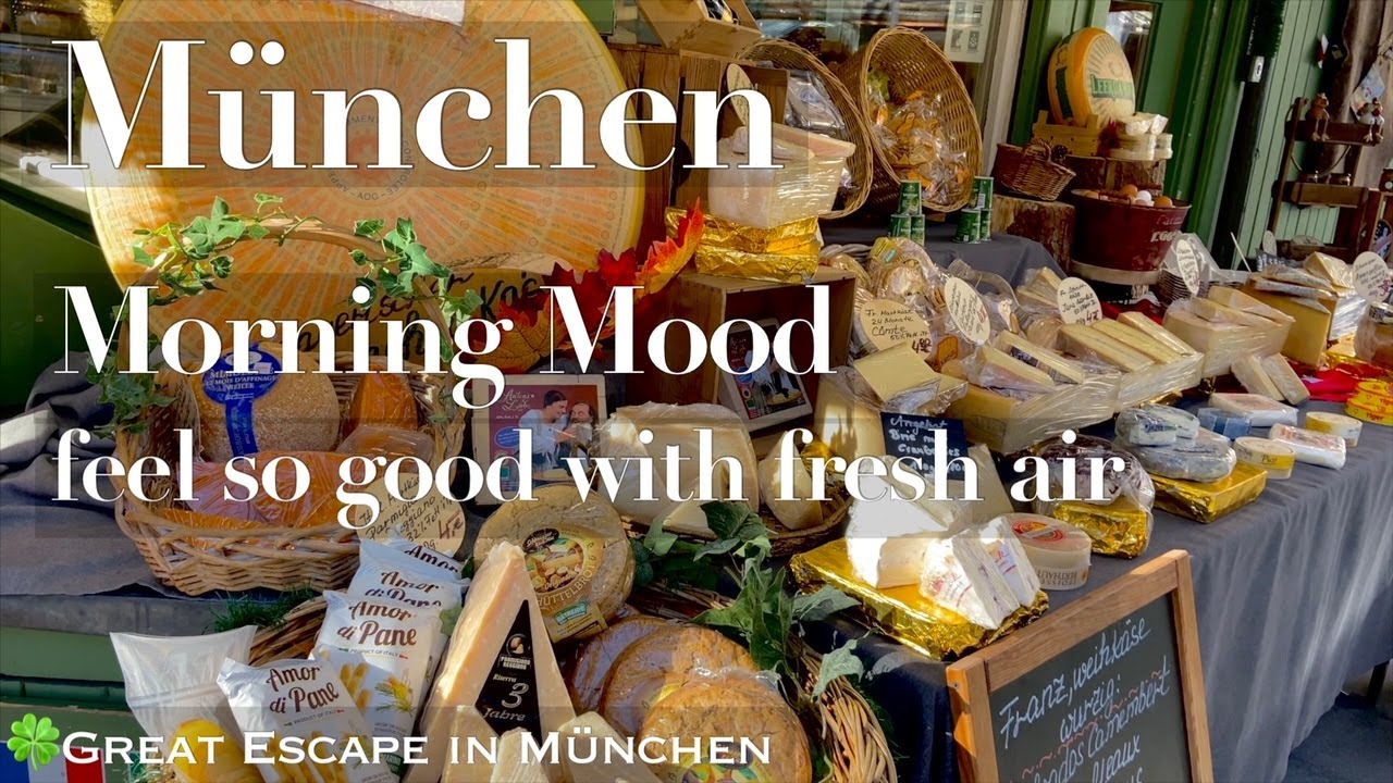 München schöne Morgenstimmung mit frischen Luft / Glockenspiel am Marienplatz/ Viktualienmarkt