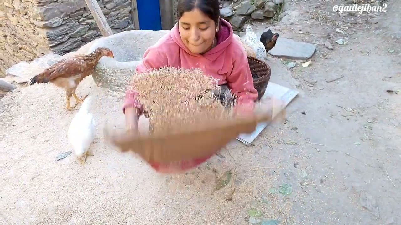 Authentic Village Life in Nepal | Cooking, Making Roti, Pounding Rice & Daily Rural Life