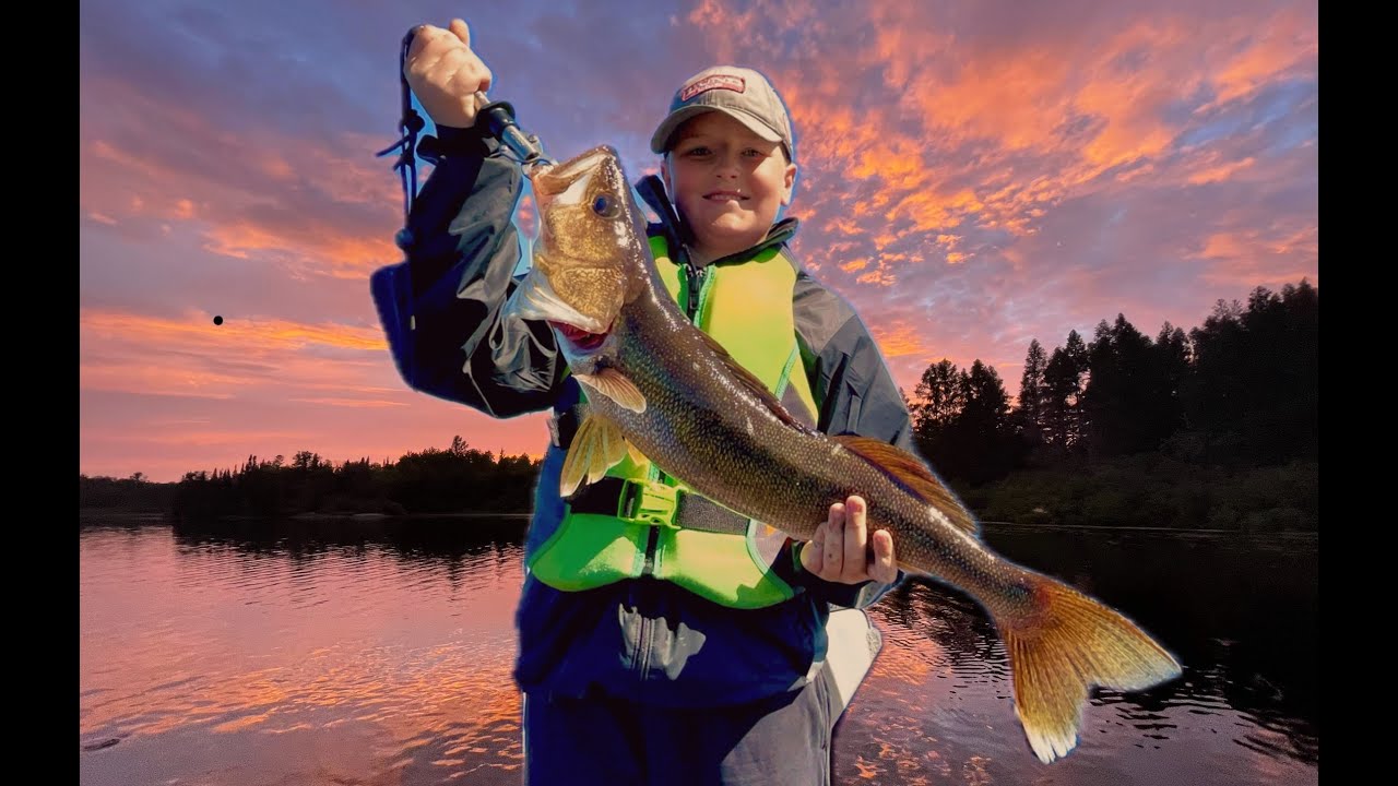 Landing a 10 pound walleye in northern Minnesota