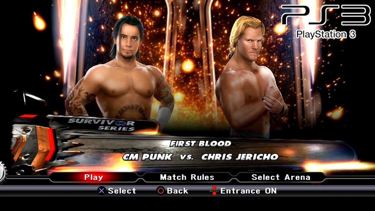 WWE SmackDown VS Raw 2009 PS3 - CM Punk VS Chris Jericho - First Blood [2K][mClassic]